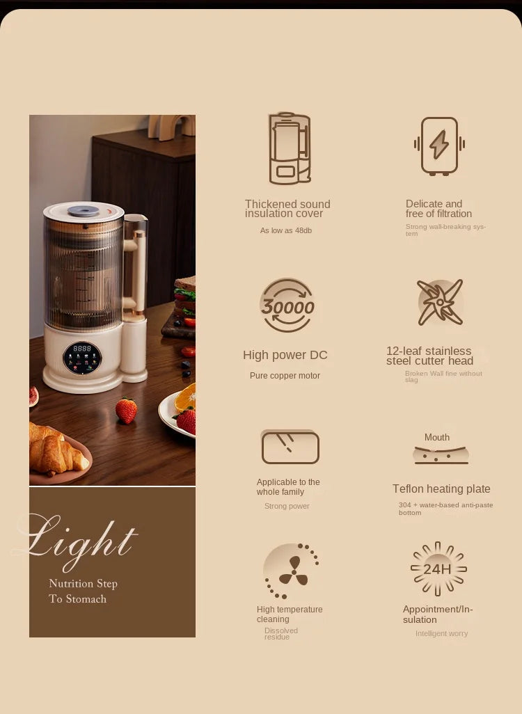 Electric Soy Milk Machine Mixer Machine Automatic Intelligent Food Blender Fruit Juicer Wall Breaking Rice Paste Maker