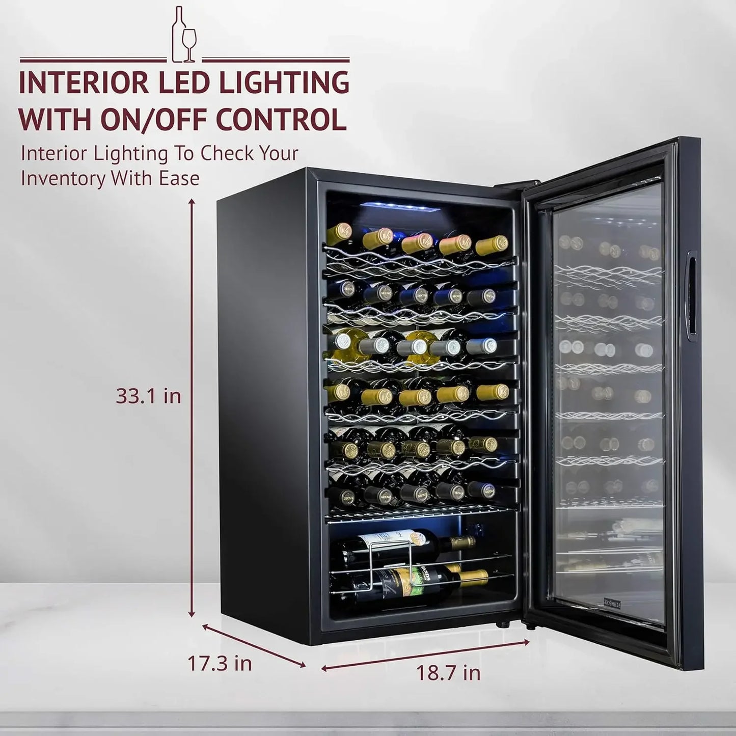 34 Bottle Compressor Wine Cooler Refrigerator w/Lock Large Freestanding Wine Cellar 41f-64f Digital Temperature Control Fridge