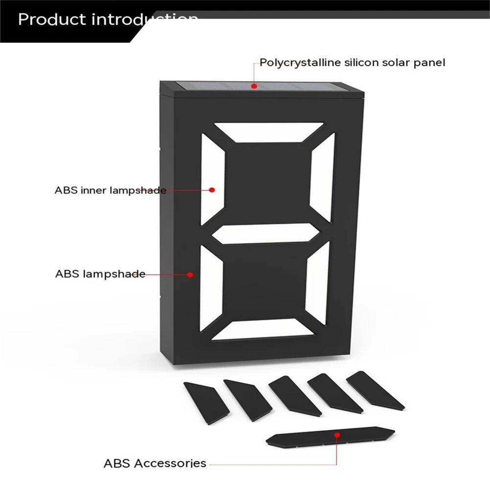 6 LEDs House Number Solar Led Light IP65 Waterproof Auto on/off Super Bright Solar Powered Number Door Plate