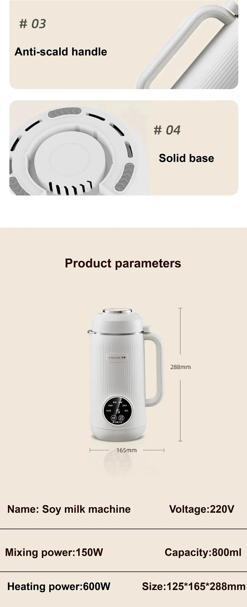 220V Electric Soy Milk Machine 800ml Juicer Kitchen Food Blender Multifunctional Wall Breaking Machine Kitchen Appliances