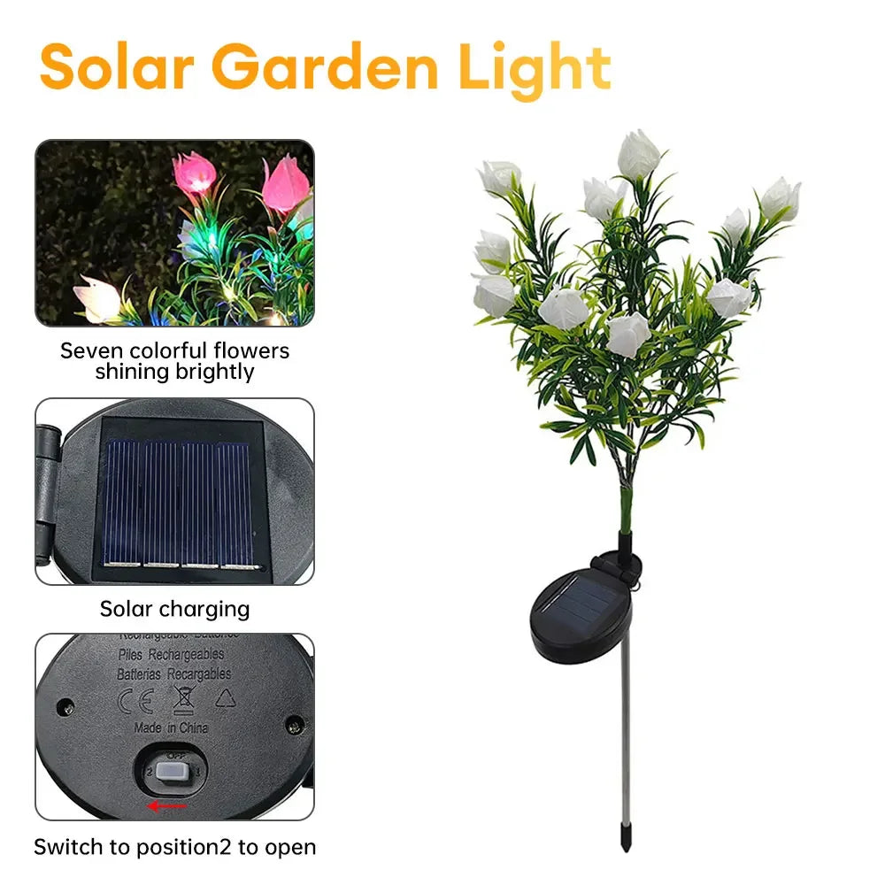 Solar Light Outdoor Garden Decorative Solar Powered Lantern Flower Lights for Landscape Pathway Lawn Solar Lamp