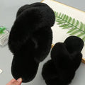 Women’s Plush Crisscross Slippers – Soft Faux-Fur Indoor Comfort