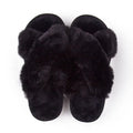 Women’s Plush Crisscross Slippers – Soft Faux-Fur Indoor Comfort