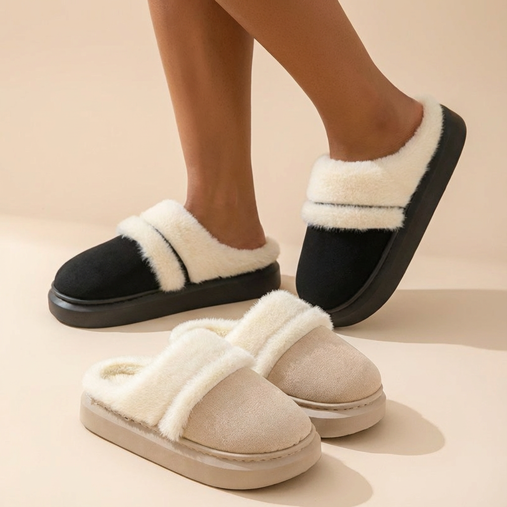 Warm Cotton Slippers – Soft Plush, Non-Slip Winter Indoor Shoes